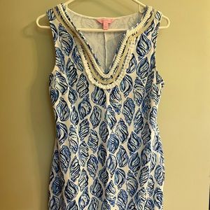 Lilly Pulitzer blue and white shell print dress